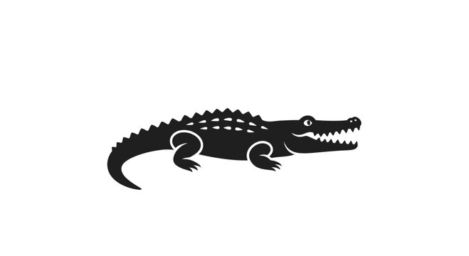 Black silhouette of a crocodile animal.