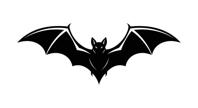 Black silhouette of a flying bat.
