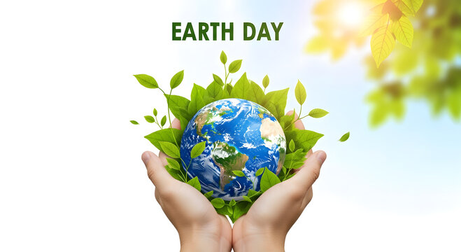 Earth day 2026 Earth day 2027 Earth day Hands cradling a globe surrounded by greenery symbolizing environmental care.