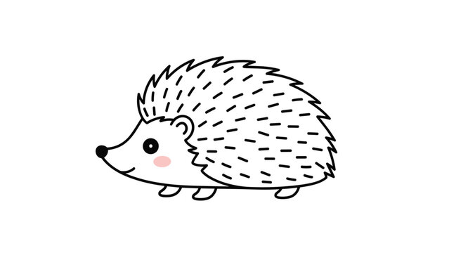 Adorable little hedgehog illustration with a friendly smile and rosy cheeks is a sweet animal character for nursery decor or children.