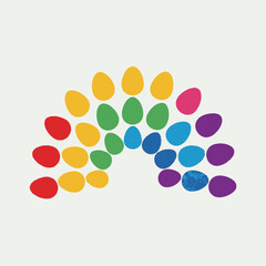 Fototapeta premium Colorful Easter Eggs Arranged in a Rainbow Arc Shape.
