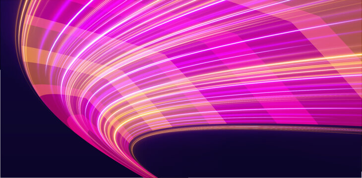 Multicolor speed motion lines with glowing highlights, smooth flow and dynamic streaks vector