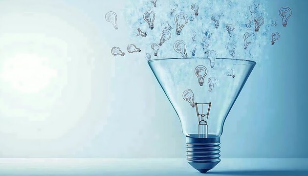 Light bulb funnel collecting ideas light bulb inspiration concept ideas brainstorming creative solutions jpg