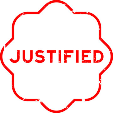 Grunge red justified word square seal stamp on white background