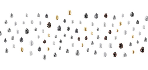 Elegant pattern of artistic Easter eggs isolated on white background. Perfect for Easter greetings and spring season. © vege