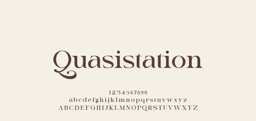 Fototapeta premium Lettering Minimalist Fashion. Elegant alphabet letters serif font and number. Typography fonts regular uppercase, lowercase.