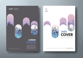 Purple Annual report brochure flyer design template vector, Leaflet presentation, book cover, layout in A4 size. 