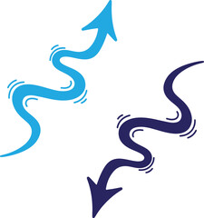 Fototapeta premium Silhouette of two opposing arrows isolated on transparent background