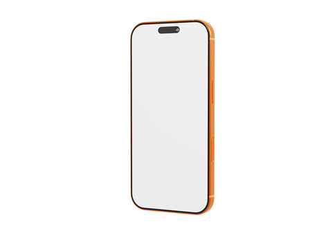 Stylish mockup of an orange smartphone. Perfect for displaying apps, websites, or designs. Clean and modern aes