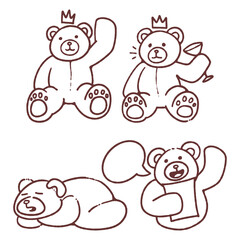 Obraz premium Set of Four Hand Drawn Bear Doll Sketches Featuring Different Dynamic Movements and Styles.