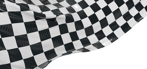 Close-up of a checkered racing flag waving in the wind. Symbol of speed, victory, and the finish...