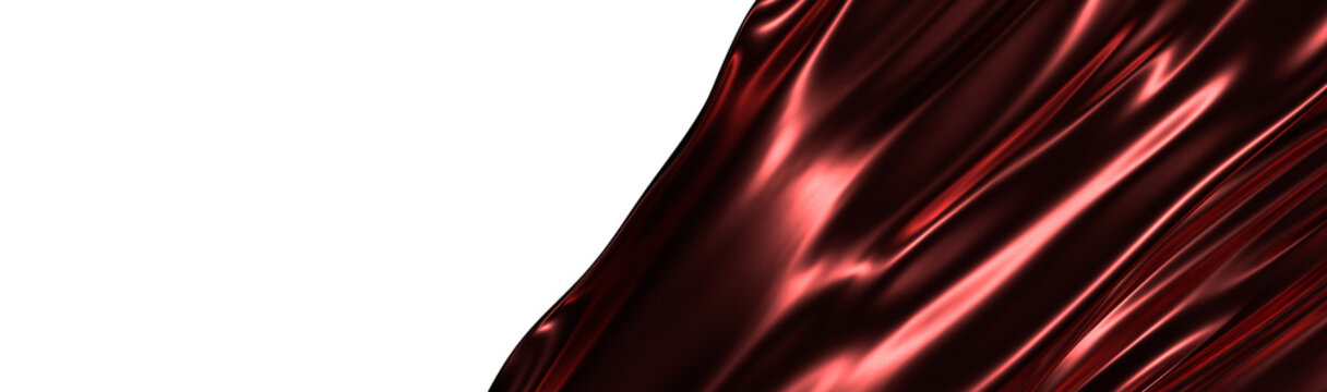 Luxurious red satin fabric flowing with soft textures and ample white space for design and visual elements. Ideal for lu