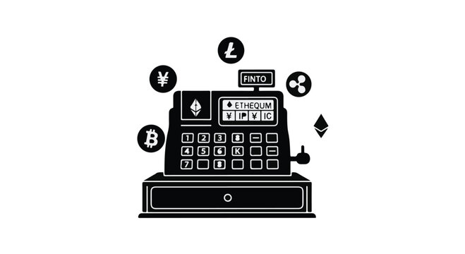 Conceptual Illustration of Digital Currency Exchange and Retail Transaction Processing