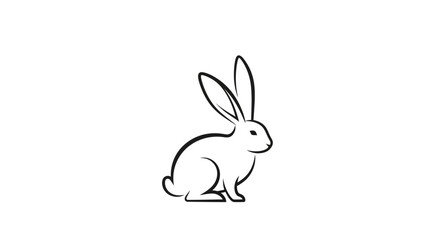 Obraz premium Cute Cartoon Rabbit Sitting Alone.
