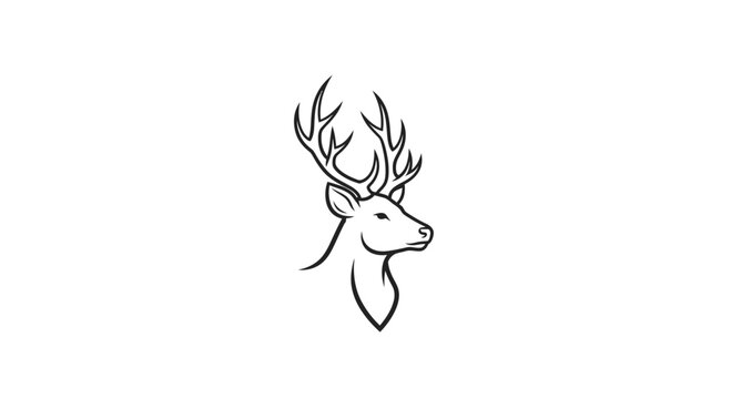 Deer head with large antlers profile.
