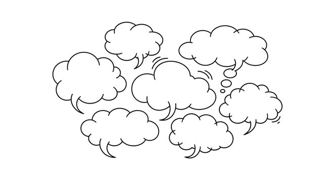 Blank Speech Bubbles Collection, Communication, Ideas, Thoughts, Dialogue, Conversation