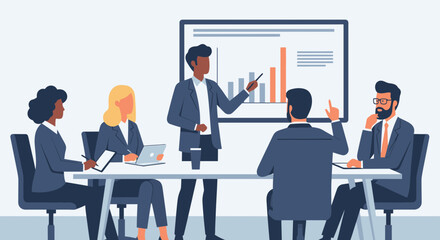 Obraz premium Vector Illustration of Corporate Business Development in Minimal Style