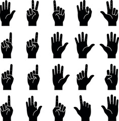 Fototapeta premium Black hand signs isolated on transparent background for various gestures