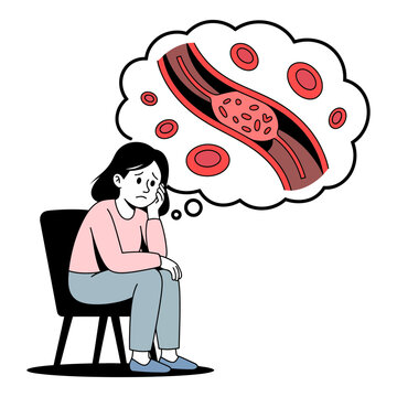 A woman thinking about blood clots and cardiovascular health issues
