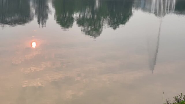 Water reflection lake at public park, stock footage