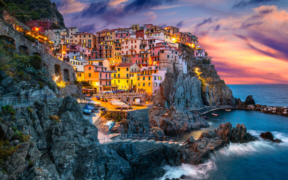 Manarola Village, Cinque Terre Coast of Italy. Manarola a beautiful small town in the province of La Spezia, Liguria, north of Italy and one of the five Cinque terre travel attractions