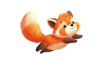 Fototapeta premium Cute Cartoon Fox Cub Leaping with Joy