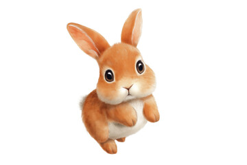 Obraz premium Adorable Brown Bunny Standing on Hind Legs Curiously