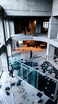 Interior office construction and fit-out timelapse