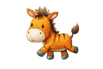 Fototapeta premium Playful Orange Zebra-like Creature Running Happily