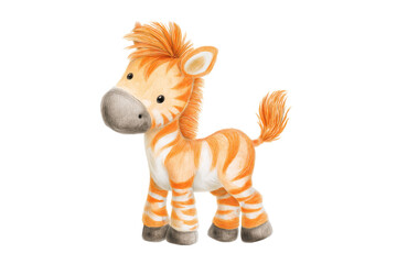 Fototapeta premium Cute Orange and White Striped Zebra Foal Character