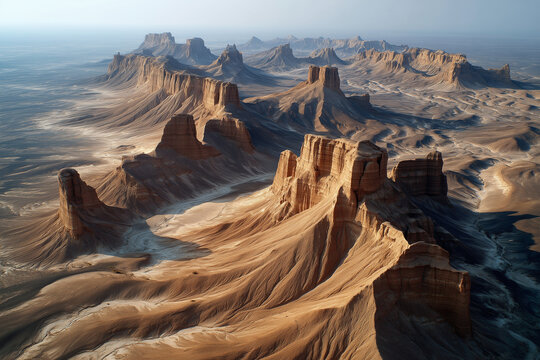 Dasht e Lut Iran desert yardangs wind carved formations aerial landscape texture