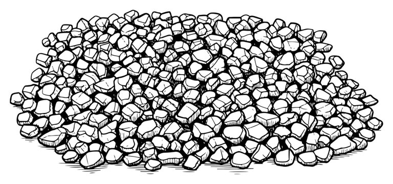 Hand drawn vintage engraving of a large pile of gravel stones and pebbles