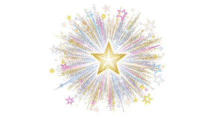 Obraz premium A vibrant starburst in the style of abstract expressionism on transparent background