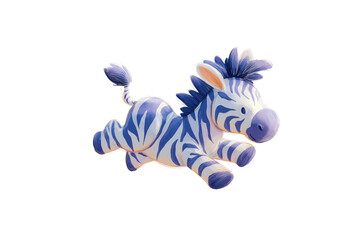 Obraz premium Cute Blue-Striped Zebra Toy Character