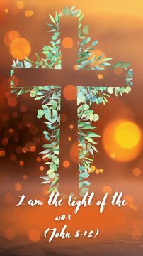 I am the light of the world (John 8:12) biblical quote perfect for holy week in vertical social media 9:16 format