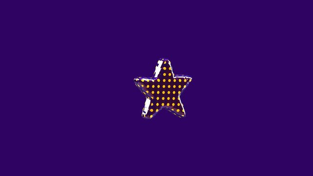 Yellow polka dot star with a glossy liquid texture floating in the center of a deep purple background for celebratory branding and achievement concepts