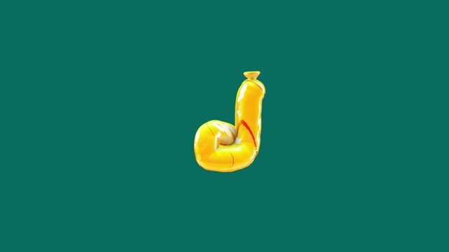 Yellow balloon letter j with orange stripes floating in the center of a dark teal background for creative typography and playful branding concepts