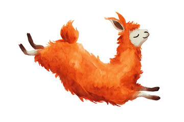 Fototapeta premium Fluffy Orange Llama Leaping with Joy