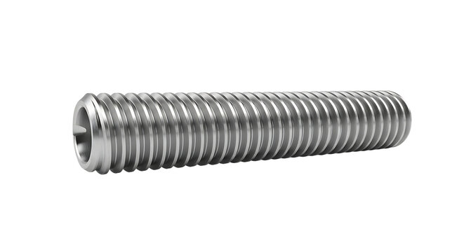 A metallic threaded bolt in the Cubist artistic style on transparent background