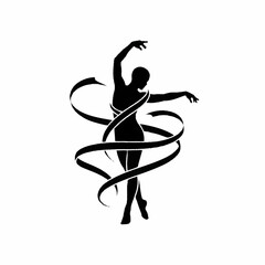 Elegant Dancer Silhouette with Flowing Ribbon. © Dombo