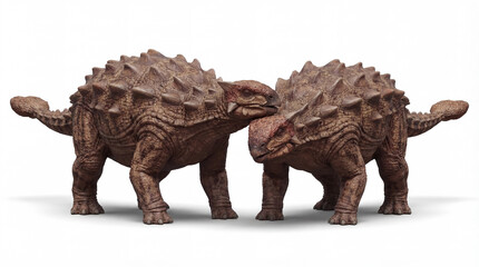 Fototapeta premium Ankylosaurus magniventris pair interacting armored dinosaurs prehistoric behavior