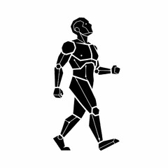 Fototapeta premium Stylized Humanoid Robot Walking Forward in Silhouette.