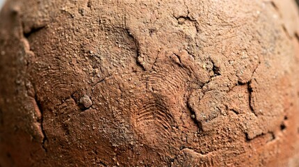 Obraz premium Close up of Ancient Clay Pottery Texture and Fingerprint Impression