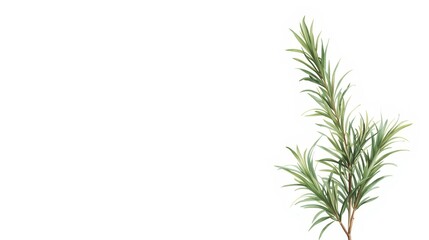 Obraz premium watercolor tropical plant branch on white background minimal botanical illustration green foliage copy space design