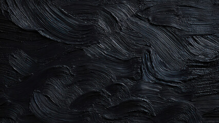 Obraz premium Textured black paint with dynamic, wavy strokes, creating a rich, tactile surface.