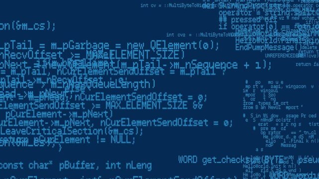 Animation of data processing on navy background