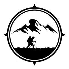 Trekking logo design with outdoor adventure style, perfect for hiking brands, travel themes, and nature exploration concepts © Achmad
