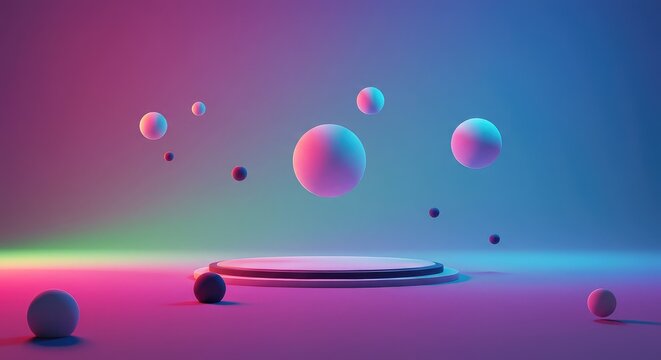 Impossible abstract landscape with floating forms and vibrant, clashing colors creating a bizarre, hypnotic visual experience, fantasy, vibrant, atmospheric