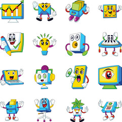 Fototapeta premium Pack of Productivity Flat Style Illustrations 