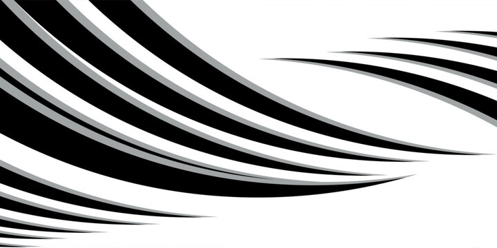 An abstract vector graphic with dynamic, flowing black and grey swooshes modern desain benner poster eps10